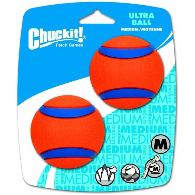 Chuckit Ultra Balls - Medium - 2 Count - (2.25" Diameter) - Doggie Dog Treats And Toys